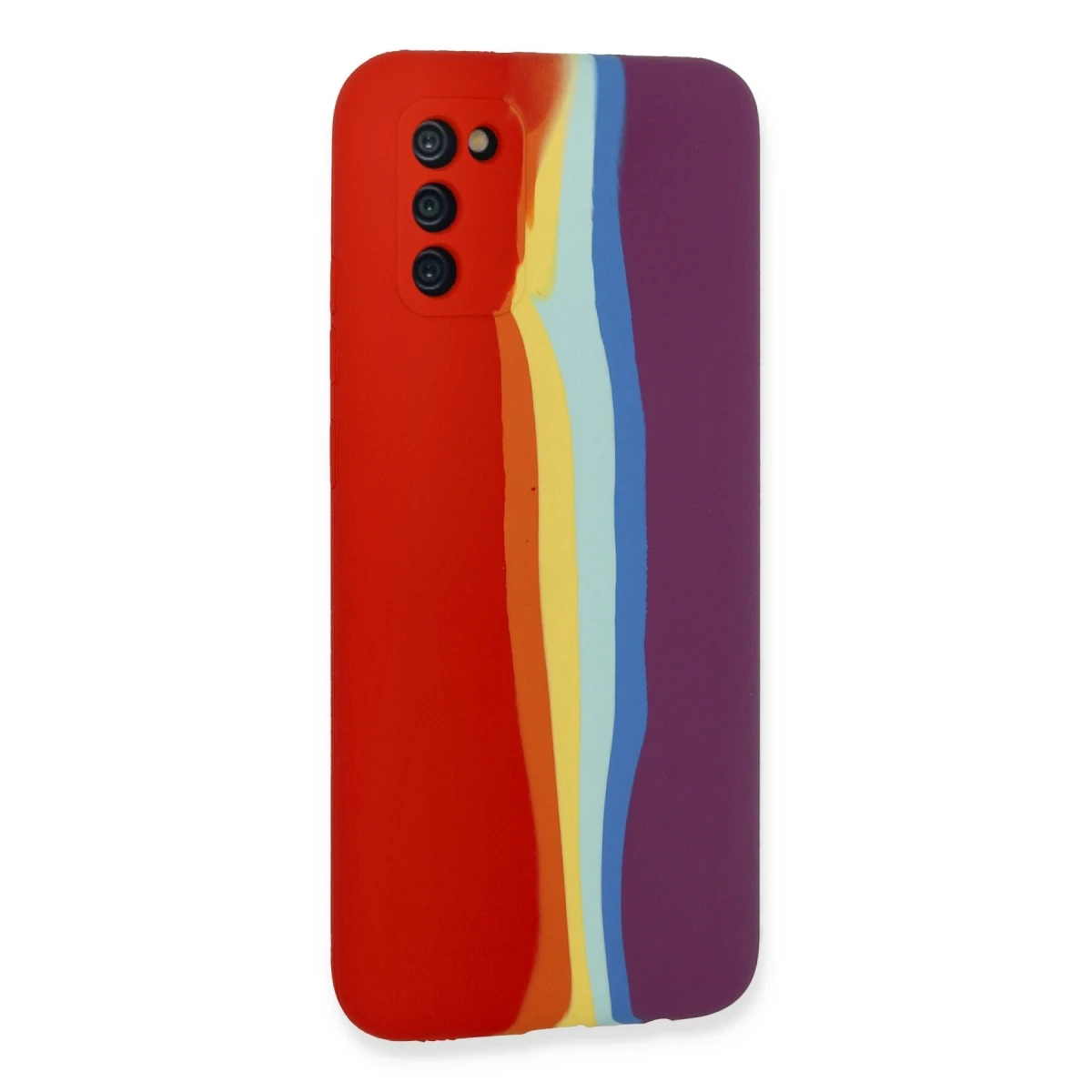 Newface Samsung Galaxy A03S Kılıf Ebruli Lansman Silikon - Kırmızı-Mor — görsel 6