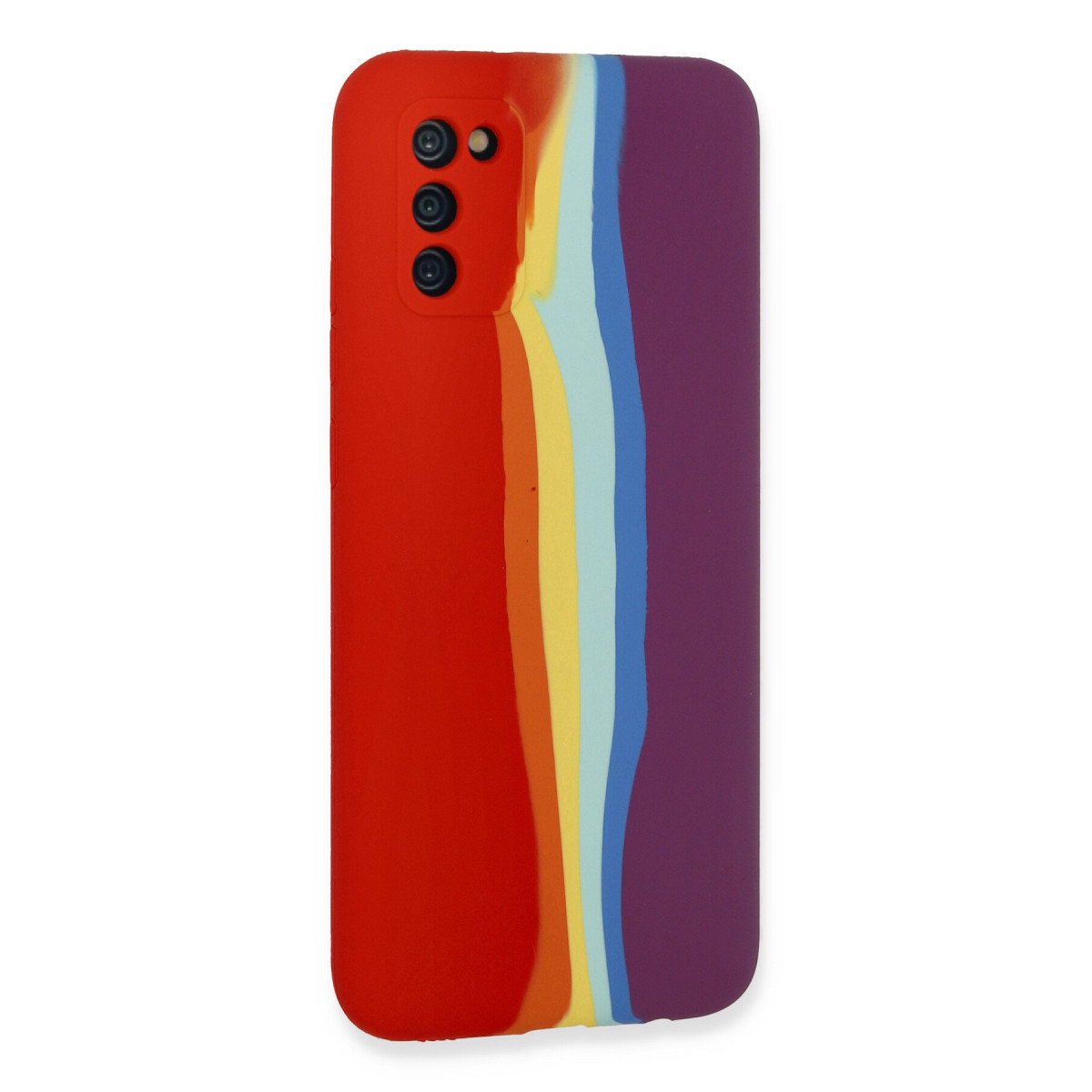 Newface Samsung Galaxy A03S Kılıf Ebruli Lansman Silikon - Kırmızı-Mor — görsel 9