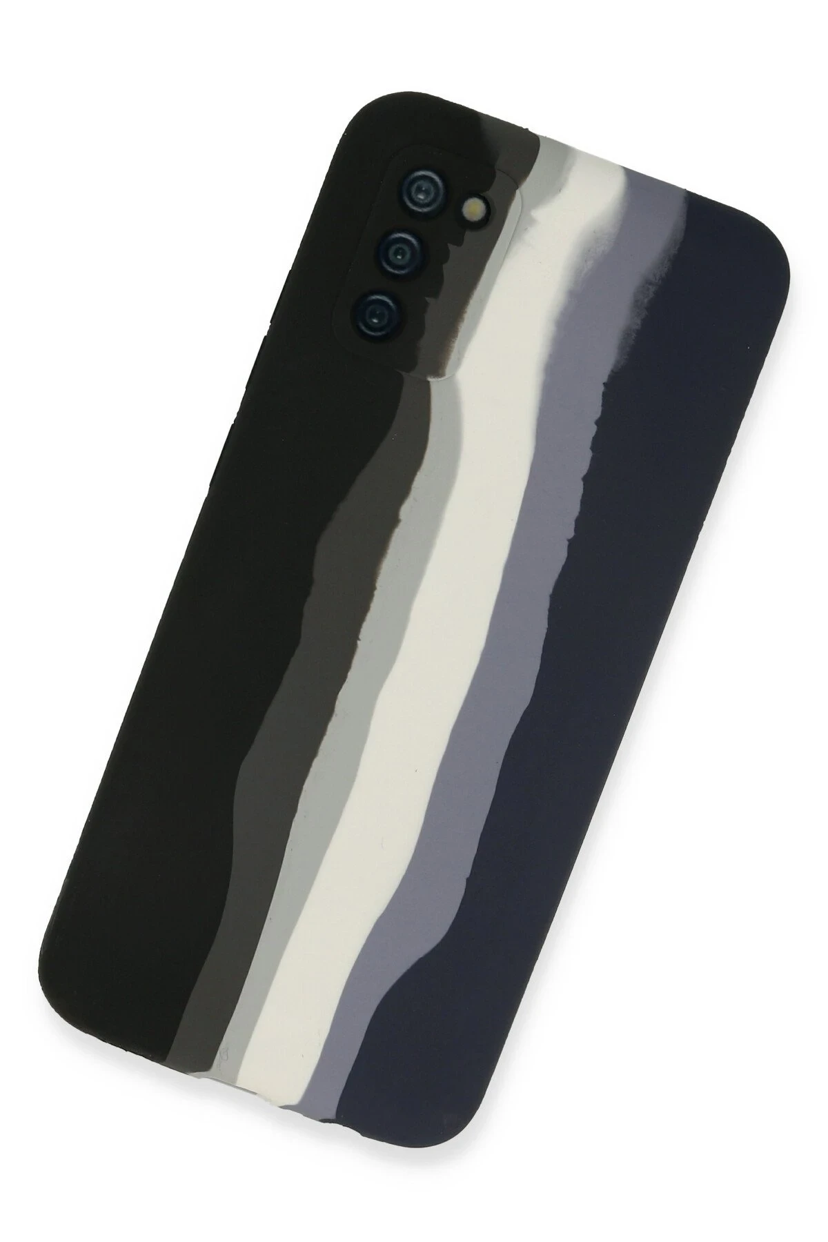 Newface Samsung Galaxy A03S Kılıf Ebruli Lansman Silikon - Siyah-Lacivert