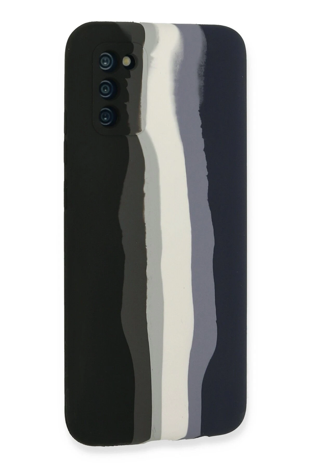 Newface Samsung Galaxy A03S Kılıf Ebruli Lansman Silikon - Siyah-Lacivert