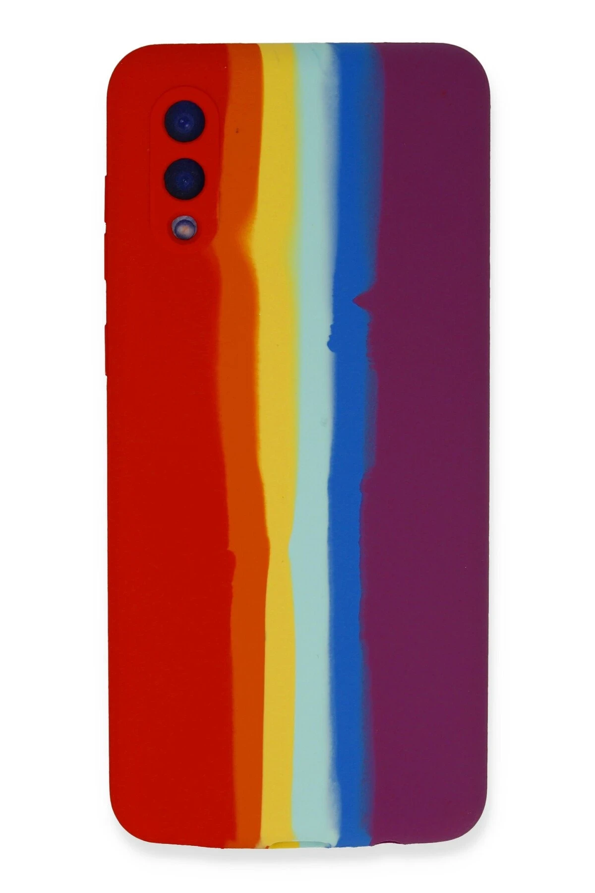 Newface Samsung Galaxy A02 Kılıf Ebruli Lansman Silikon - Kırmızı-Mor