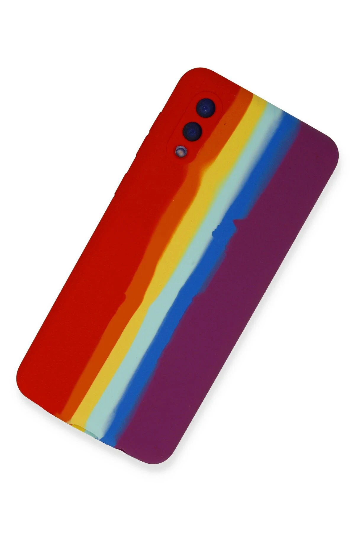 Newface Samsung Galaxy A02 Kılıf Ebruli Lansman Silikon - Kırmızı-Mor — görsel 2