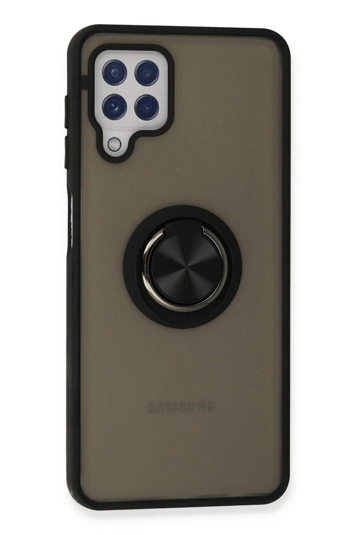 Newface Samsung Galaxy A22 Kılıf Montreal Yüzüklü Silikon Kapak - Siyah