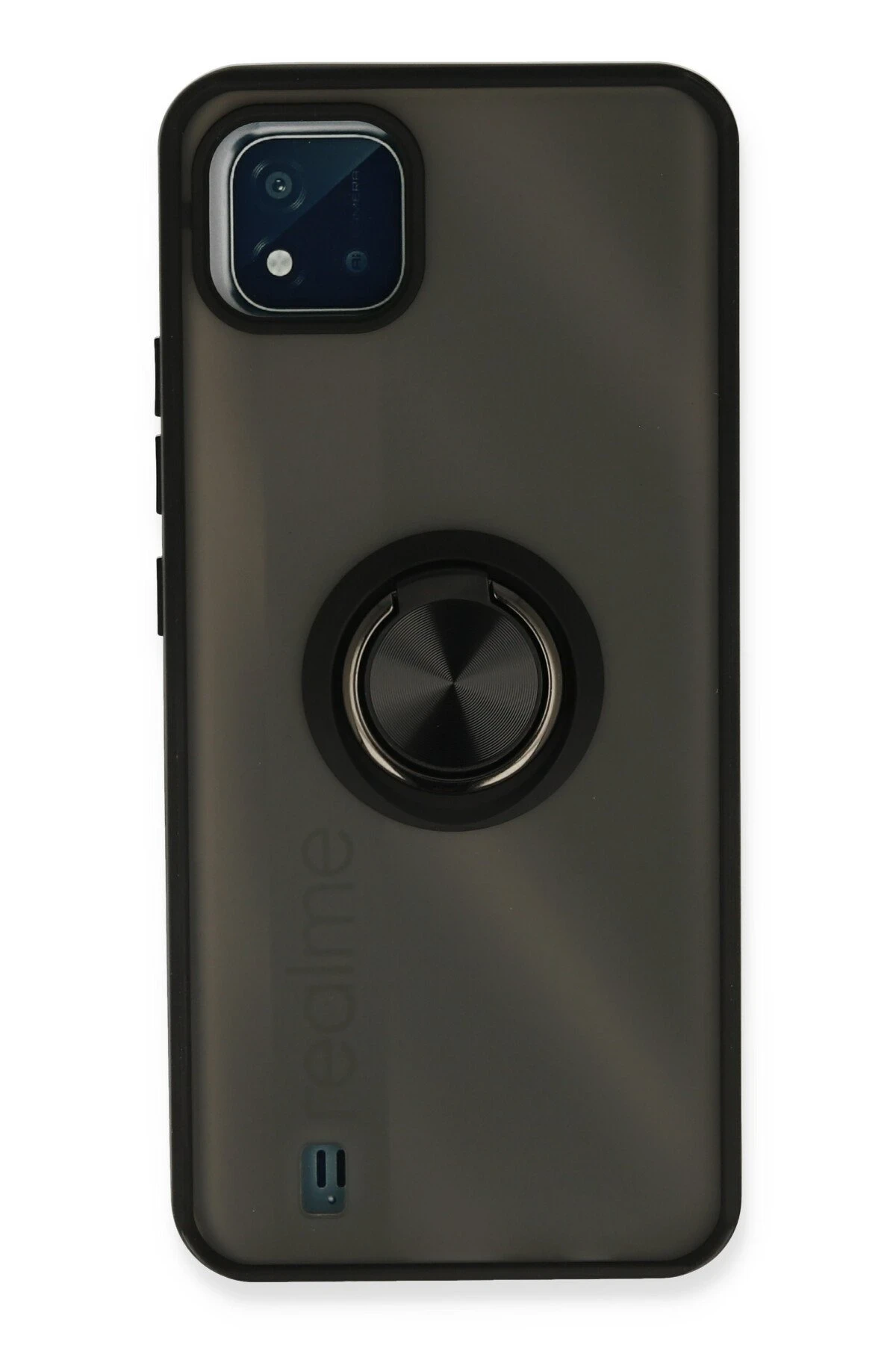 Newface Realme C11 2021 Kılıf Montreal Yüzüklü Silikon Kapak - Siyah