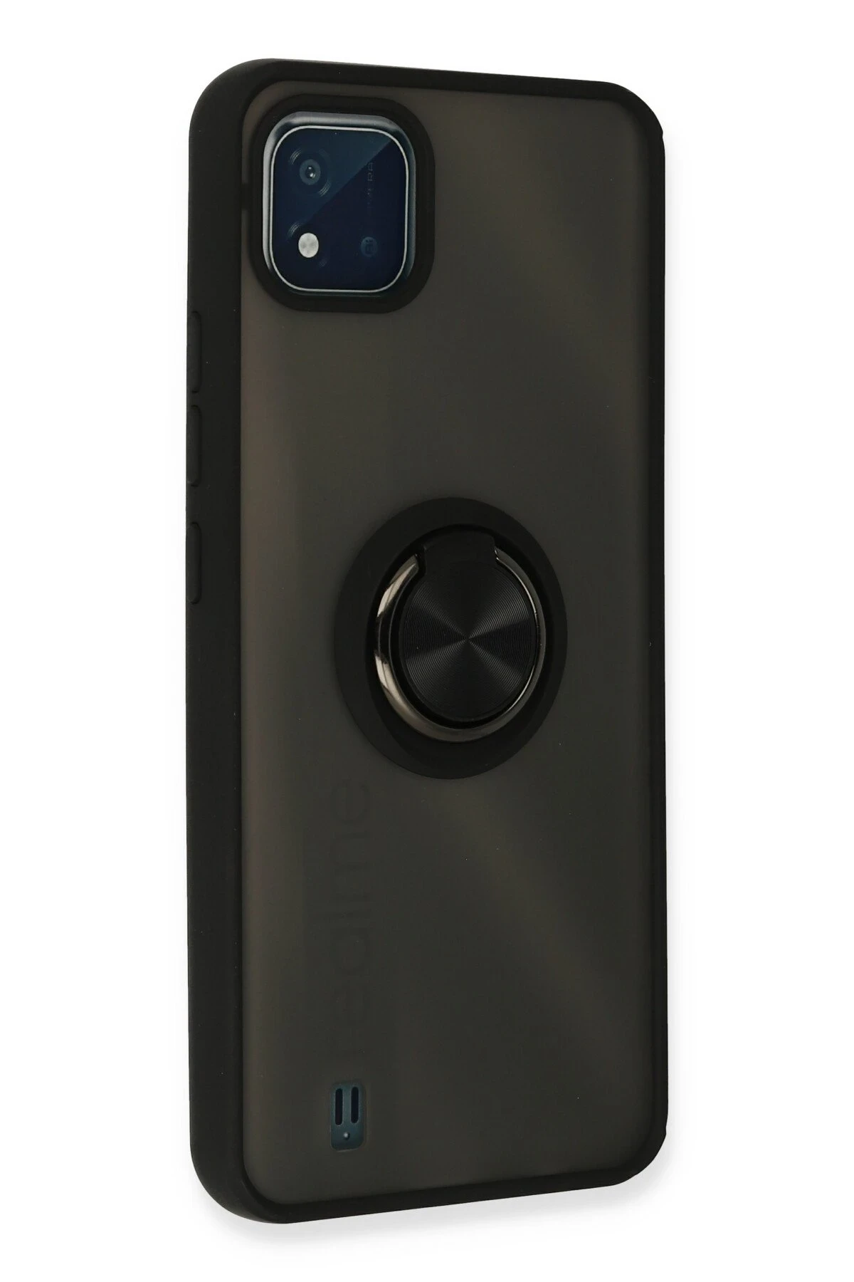 Newface Realme C11 2021 Kılıf Montreal Yüzüklü Silikon Kapak - Siyah