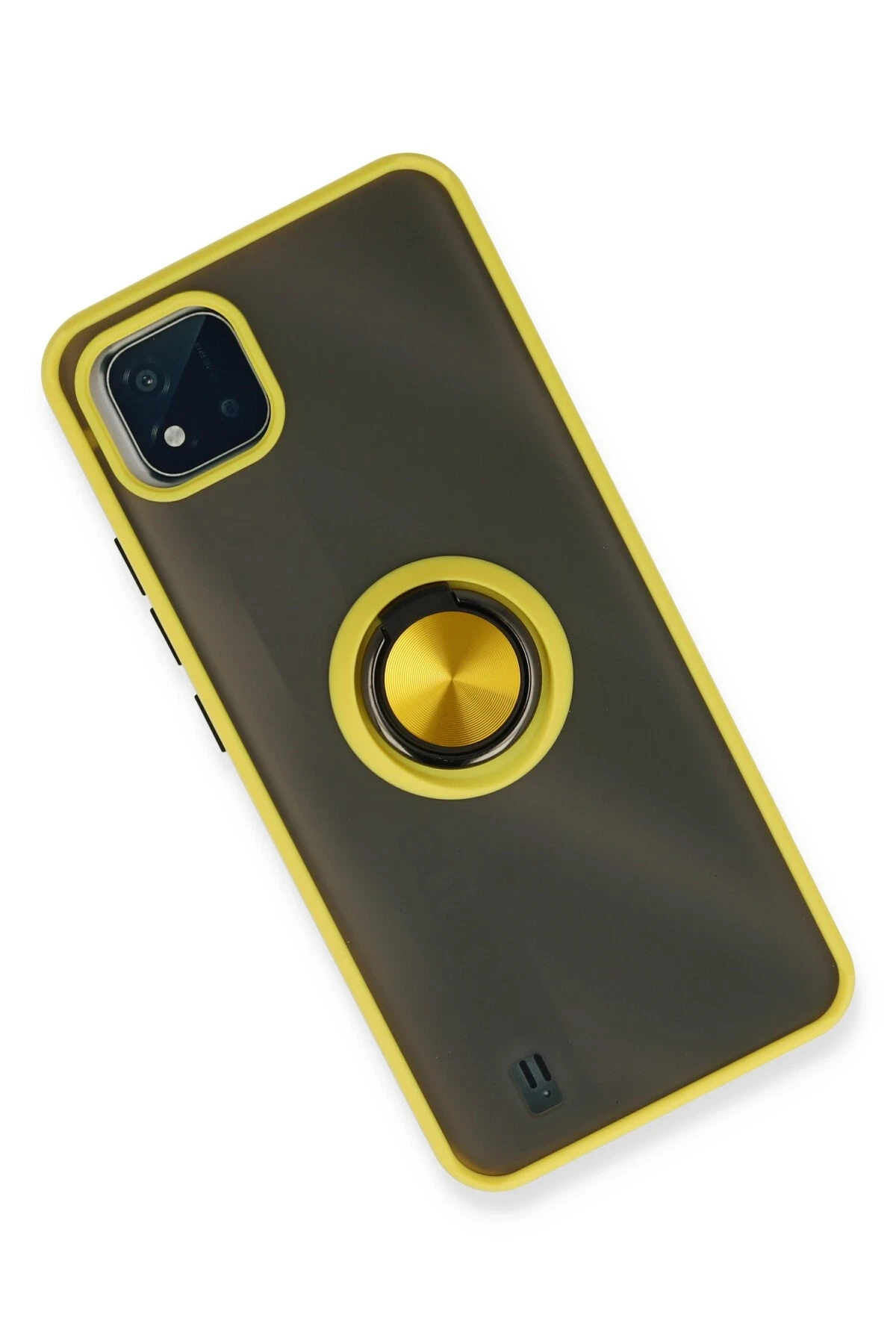 Newface Realme C11 2021 Kılıf Montreal Yüzüklü Silikon Kapak - Sarı