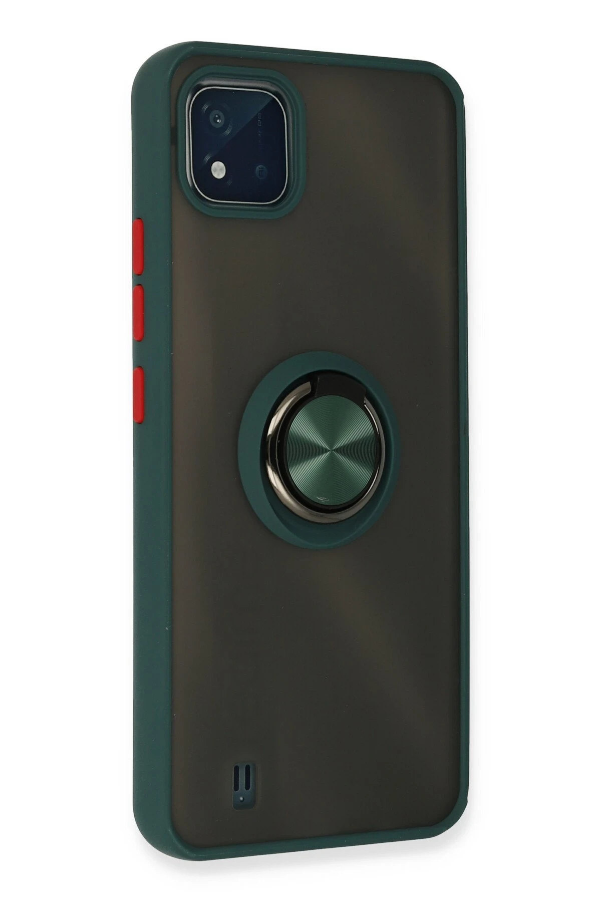 Newface Realme C11 2021 Kılıf Montreal Yüzüklü Silikon Kapak - Yeşil