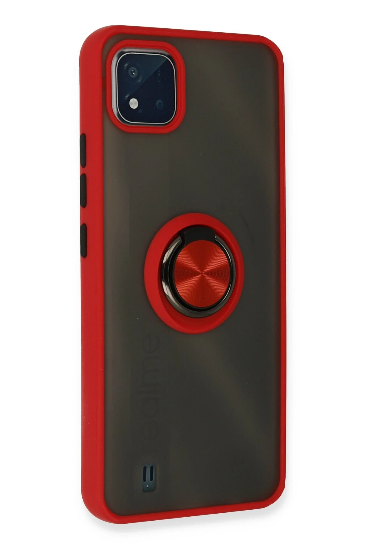 Newface Realme C11 2021 Kılıf Montreal Yüzüklü Silikon Kapak - Kırmızı
