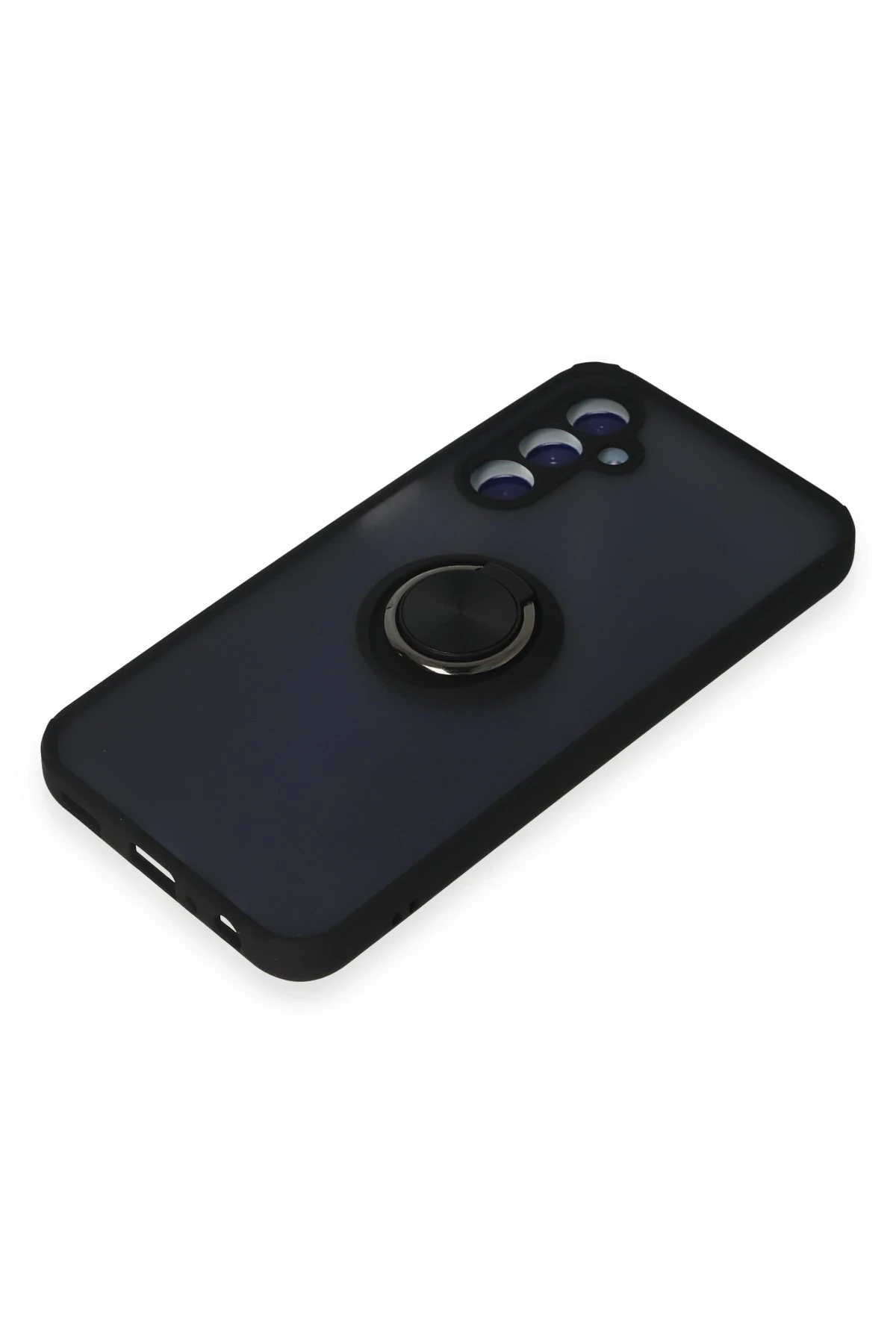 Newface Samsung Galaxy M34 5G Kılıf Montreal Yüzüklü Silikon Kapak - Siyah