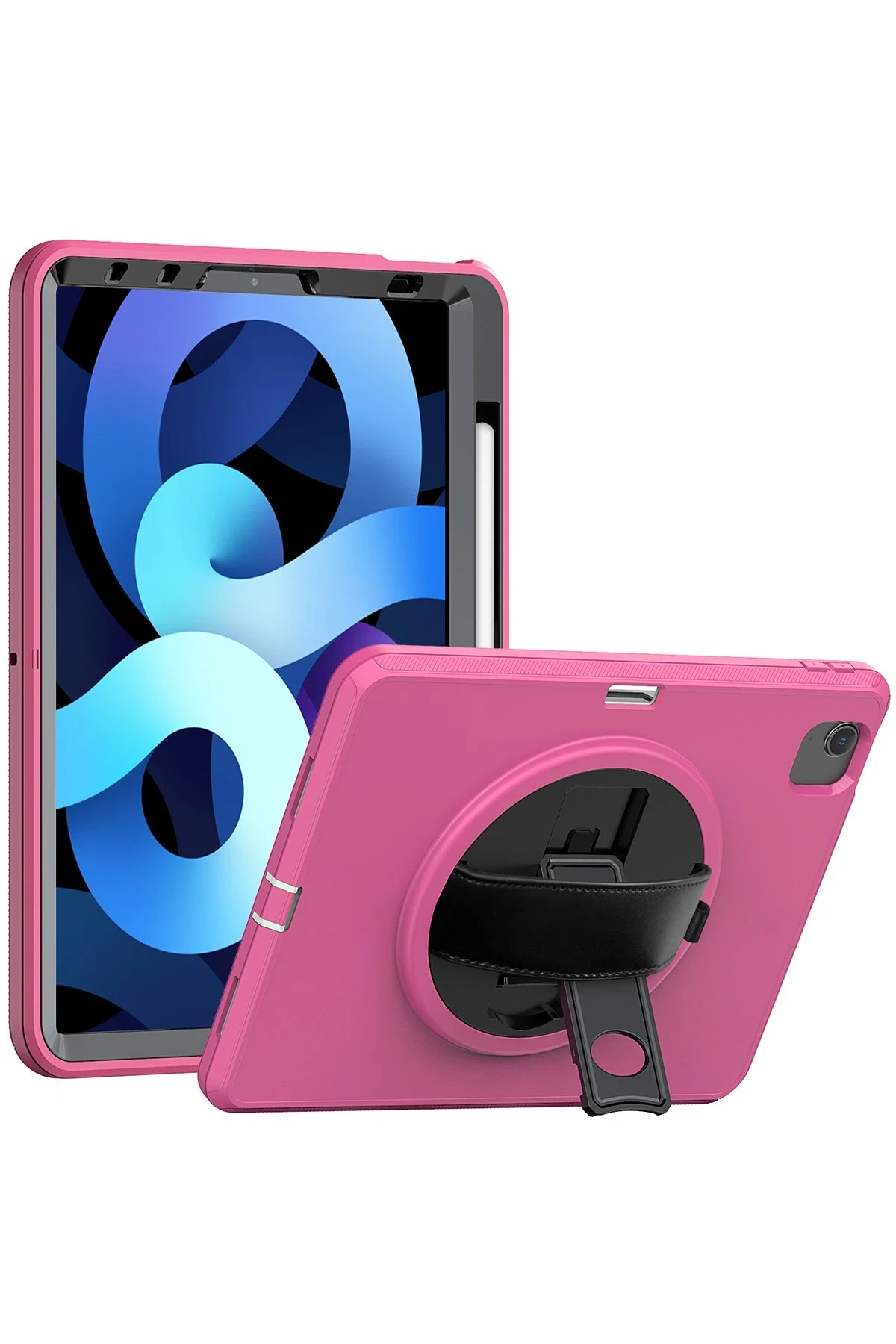 Newface iPad 2022 10.9 (10.nesil) Kılıf Hand Strap Tablet Kılıfı - Pembe