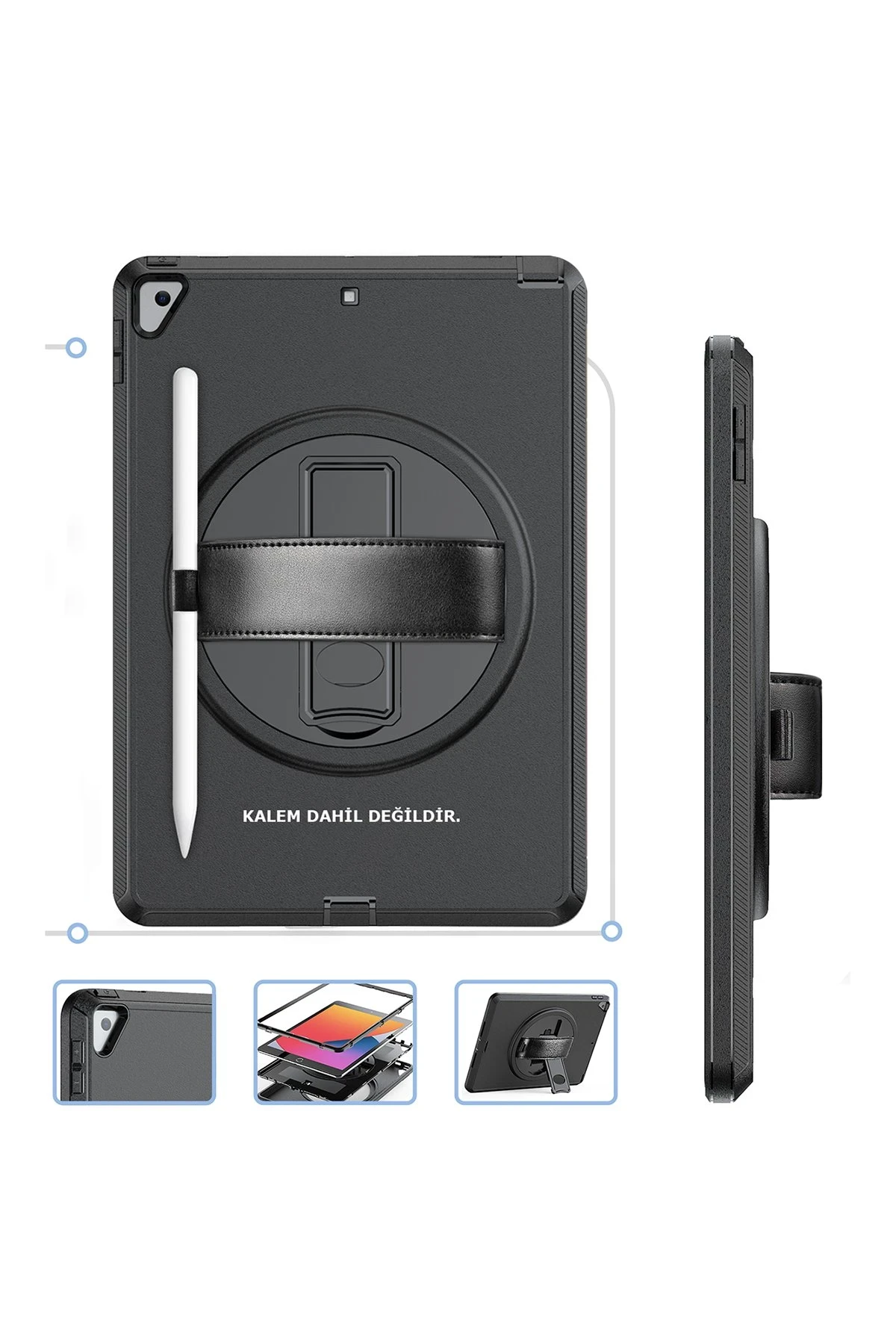Newface iPad 10.2 (7.nesil) Kılıf Hand Strap Tablet Kılıfı - Siyah