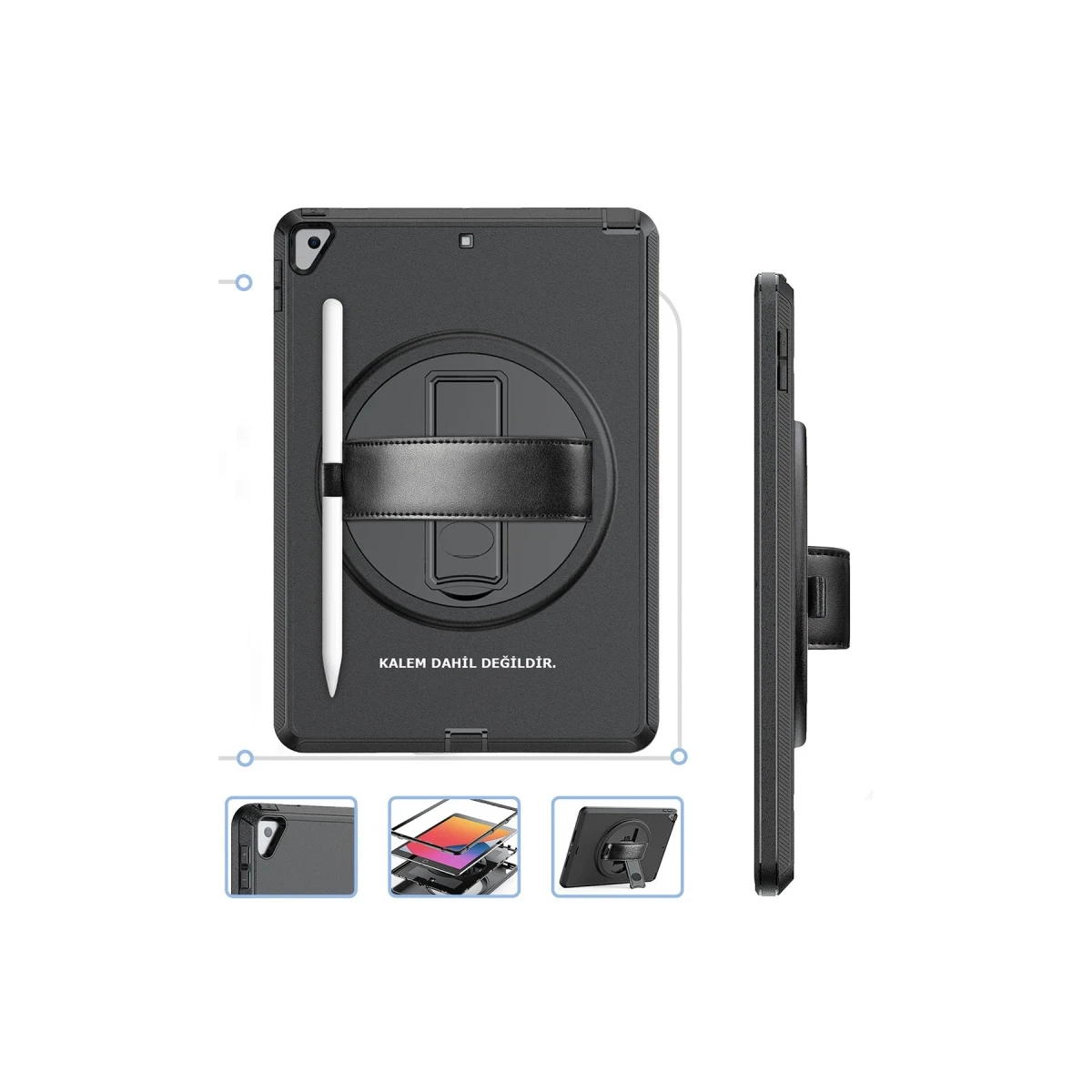 Newface Apple iPad 10.2 (7.nesil) Kılıf Hand Strap Tablet Kılıfı - Siyah — görsel 5
