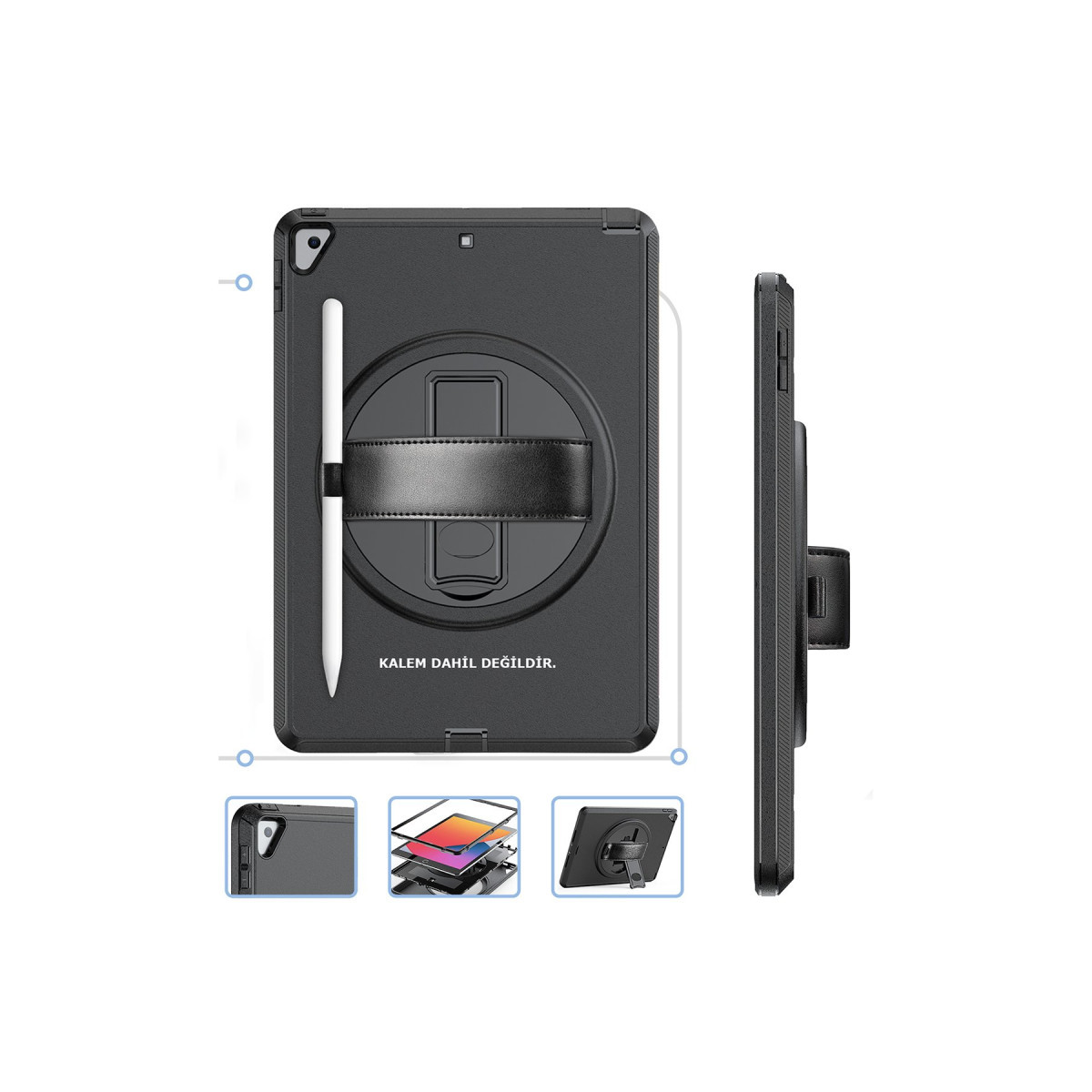 Newface Apple iPad 10.2 (7.nesil) Kılıf Hand Strap Tablet Kılıfı - Siyah — görsel 8