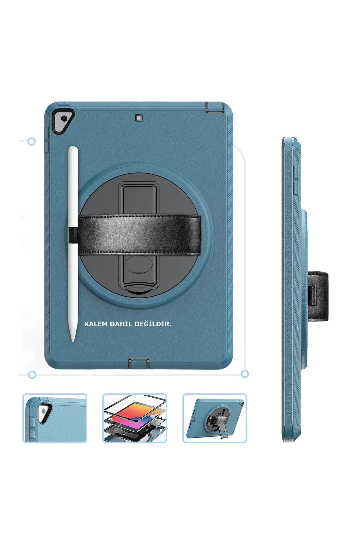 Newface iPad 10.2 (7.nesil) Kılıf Hand Strap Tablet Kılıfı - Turkuaz