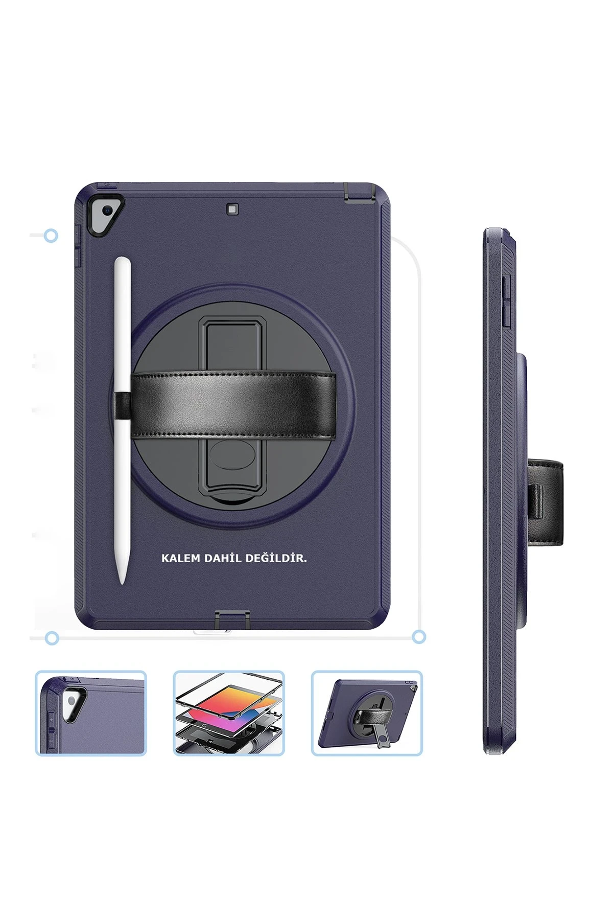 Newface iPad 10.2 (7.nesil) Kılıf Hand Strap Tablet Kılıfı - Lacivert