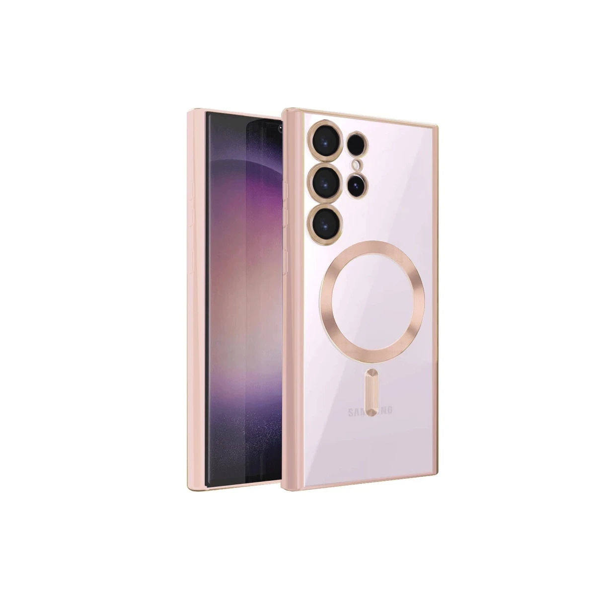 Newface Samsung Galaxy S22 Ultra Kılıf Kross Magneticsafe Kapak - Rose