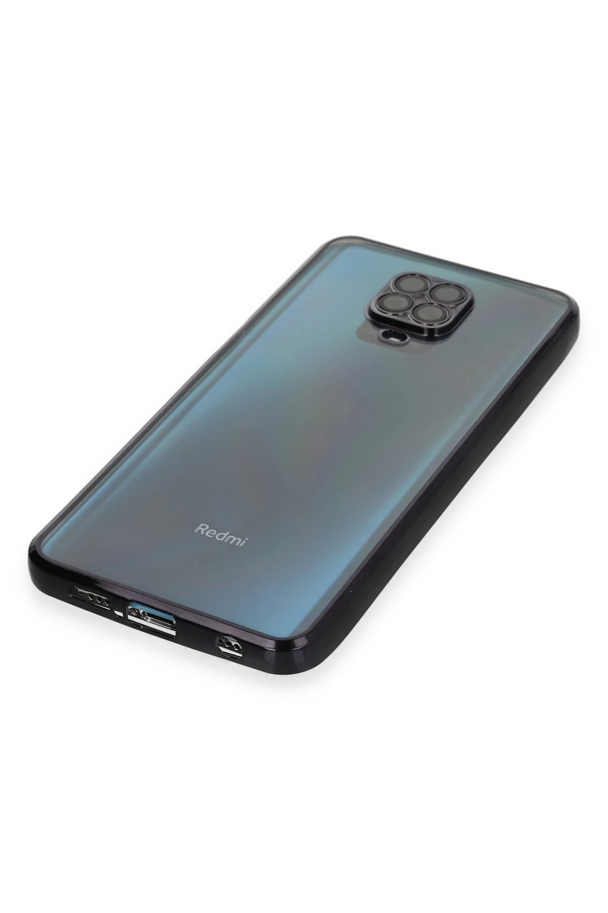 Newface Xiaomi Redmi Note 9 Pro Kılıf Razer Lensli Silikon - Siyah