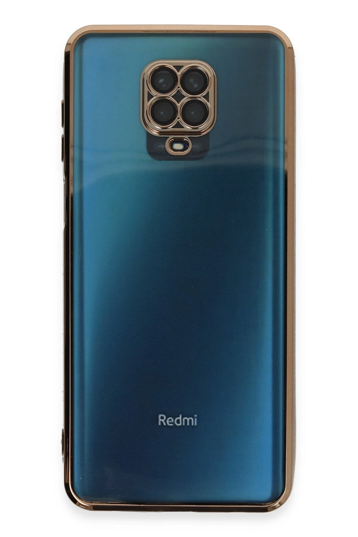 Newface Xiaomi Redmi Note 9 Pro Kılıf Razer Lensli Silikon - Gold