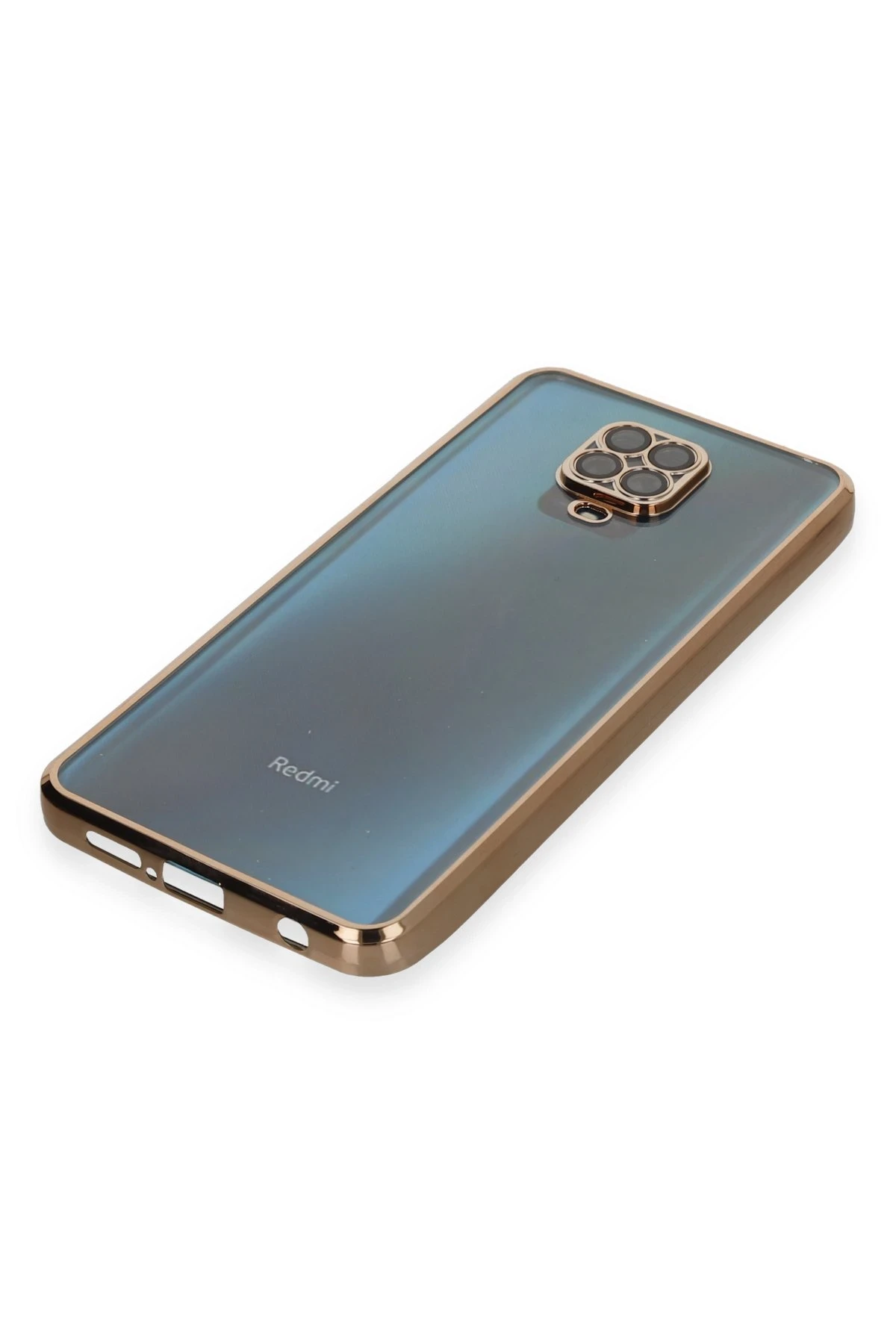Newface Xiaomi Redmi Note 9 Pro Kılıf Razer Lensli Silikon - Gold