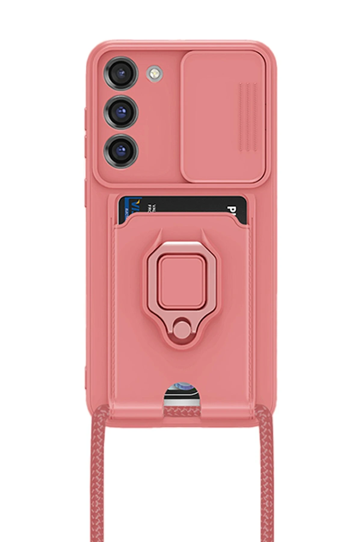 Newface Samsung Galaxy S24 Plus Kılıf Zuma Kartvizitli Yüzüklü Silikon - Pembe