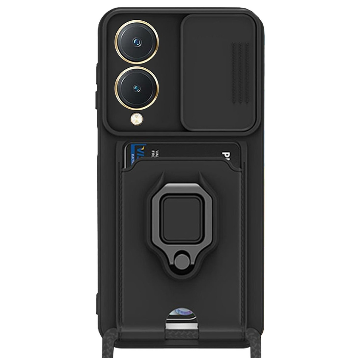 Newface Vivo Y17S Kılıf Zuma Kartvizitli Yüzüklü Silikon - Siyah — görsel 3