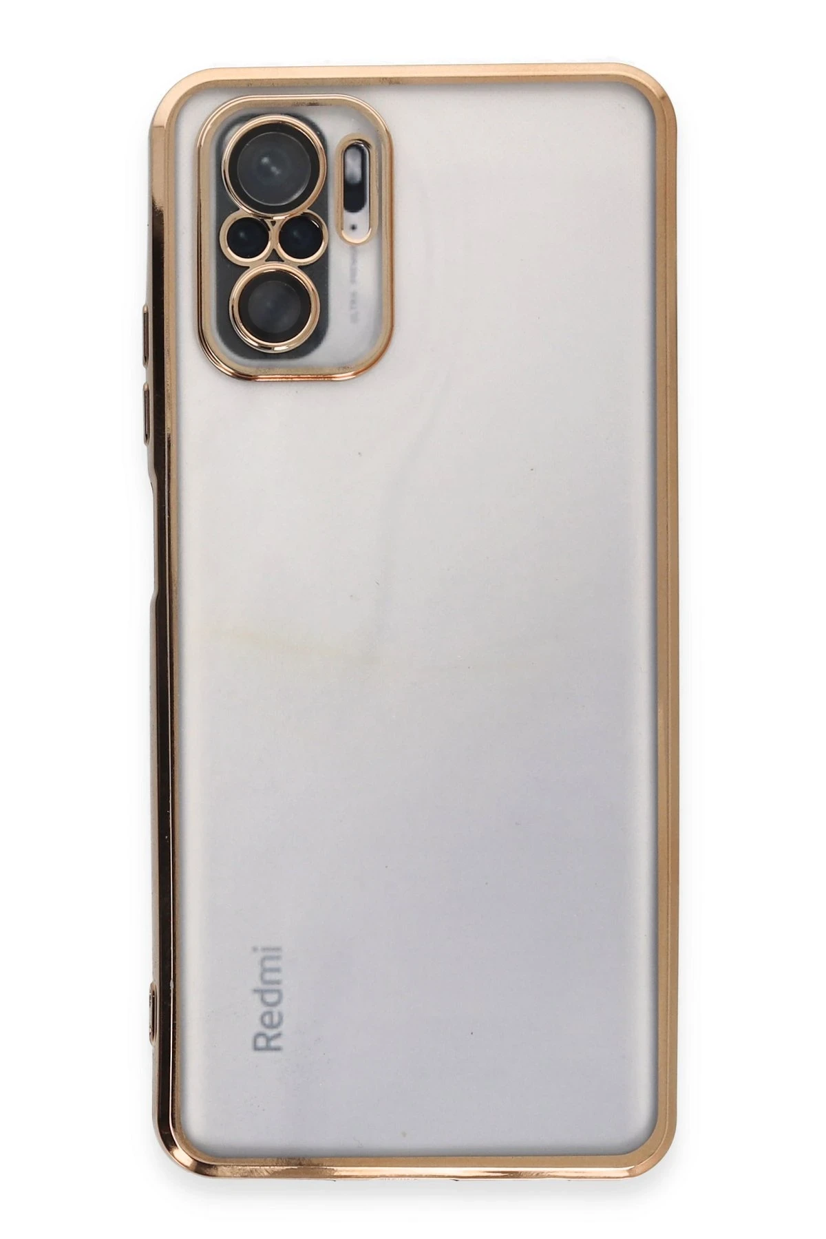 Newface Xiaomi Redmi Note 10 Kılıf Razer Lensli Silikon - Gold