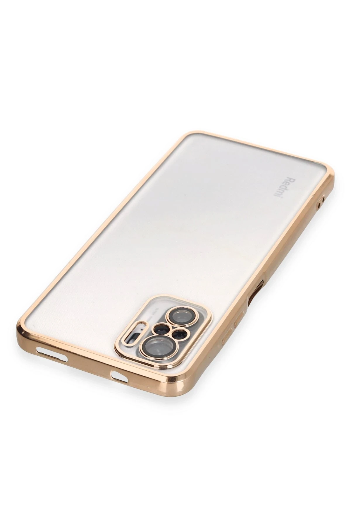 Newface Xiaomi Redmi Note 10 Kılıf Razer Lensli Silikon - Gold