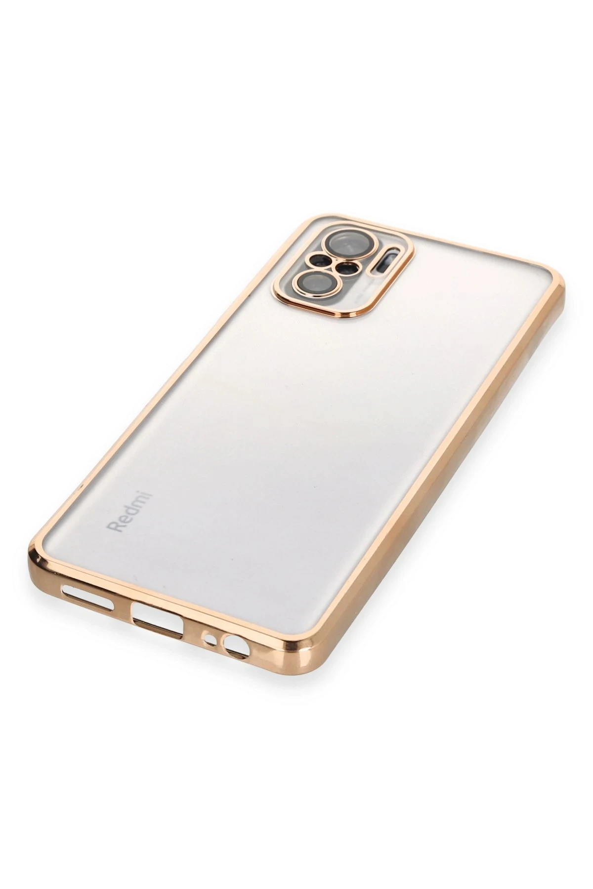 Newface Xiaomi Redmi Note 10 Kılıf Razer Lensli Silikon - Gold