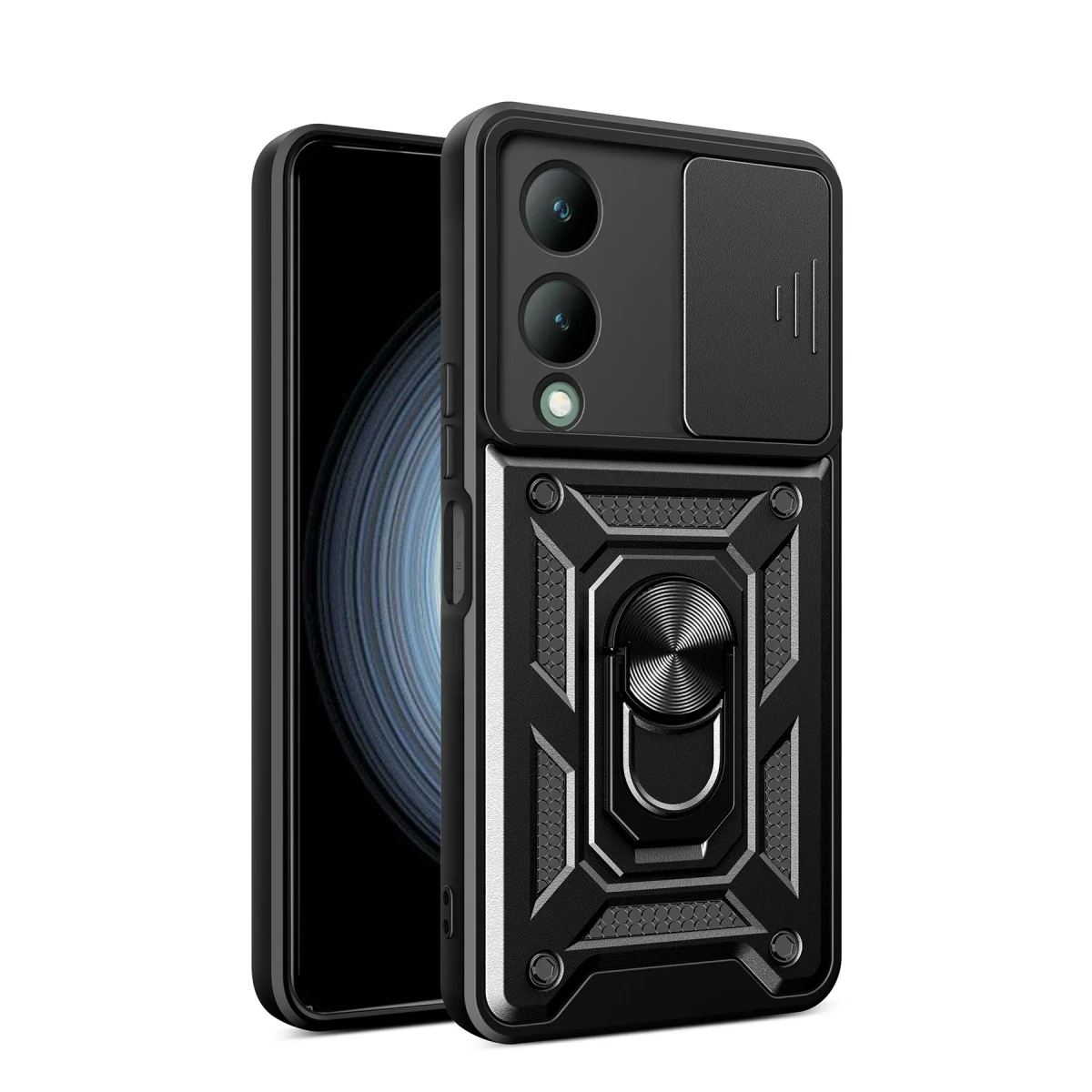 Newface Vivo Y17S Kılıf Pars Lens Yüzüklü Silikon - Siyah — görsel 5