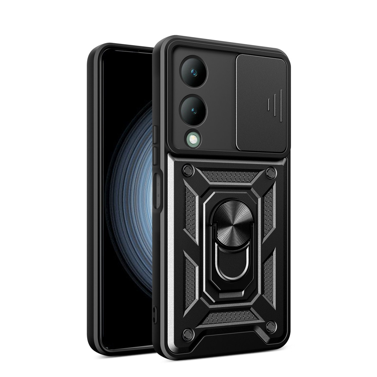 Newface Vivo Y17S Kılıf Pars Lens Yüzüklü Silikon - Siyah — görsel 9