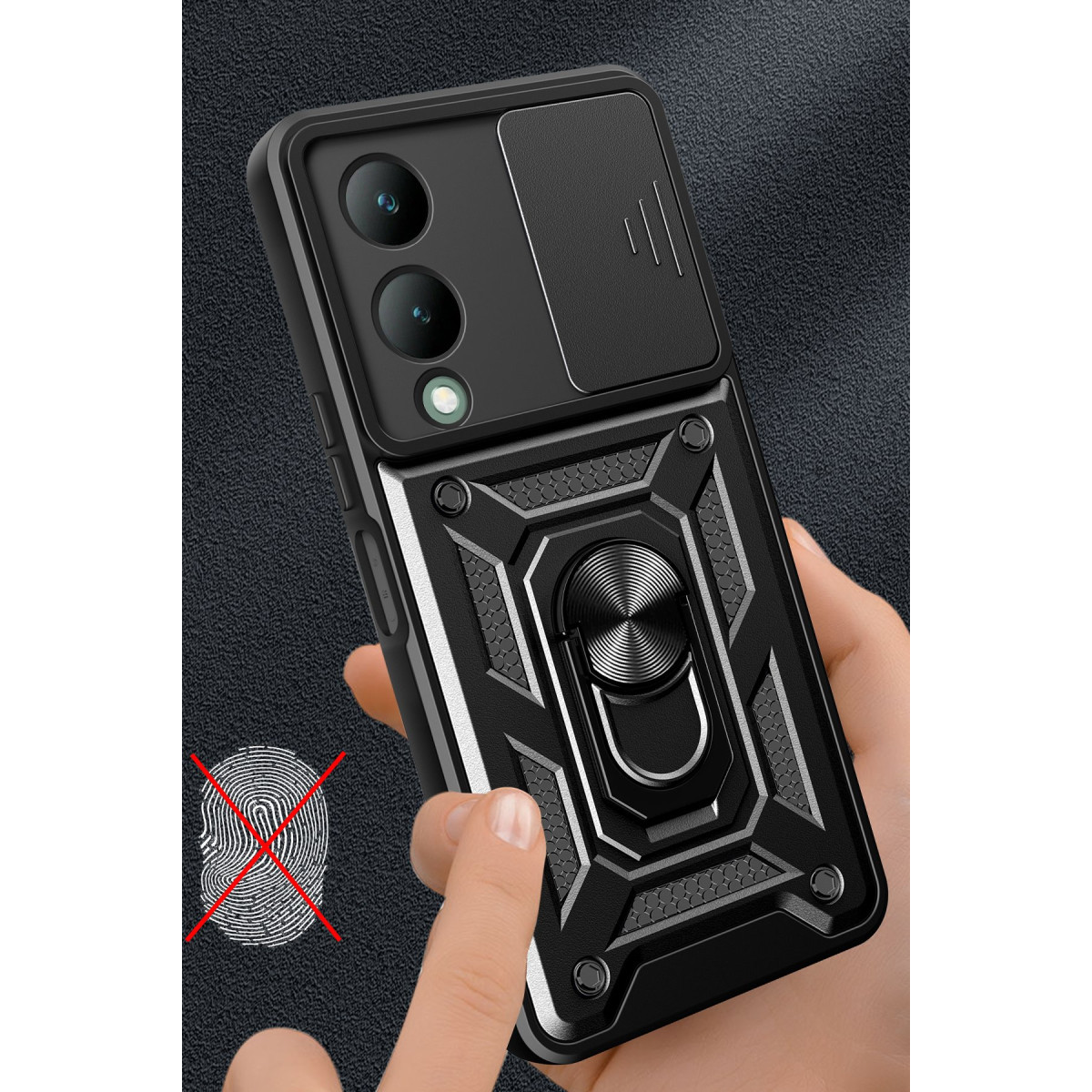Newface Vivo Y17S Kılıf Pars Lens Yüzüklü Silikon - Siyah — görsel 10