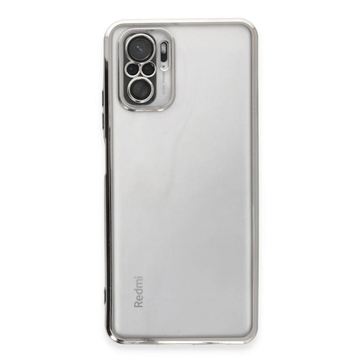 Newface Xiaomi Redmi Note 10 Kılıf Razer Lensli Silikon - Gümüş