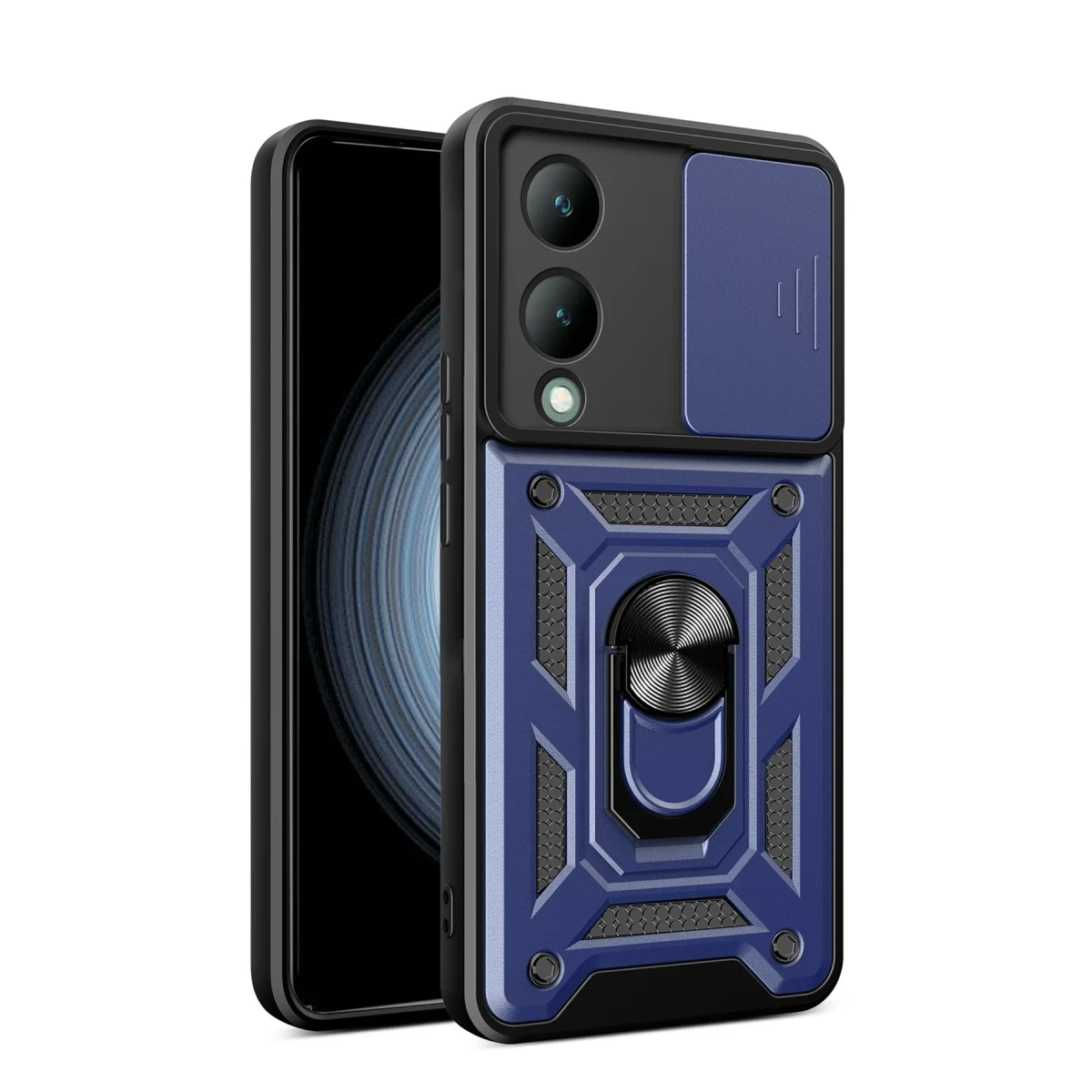 Newface Vivo Y17S Kılıf Pars Lens Yüzüklü Silikon - Lacivert