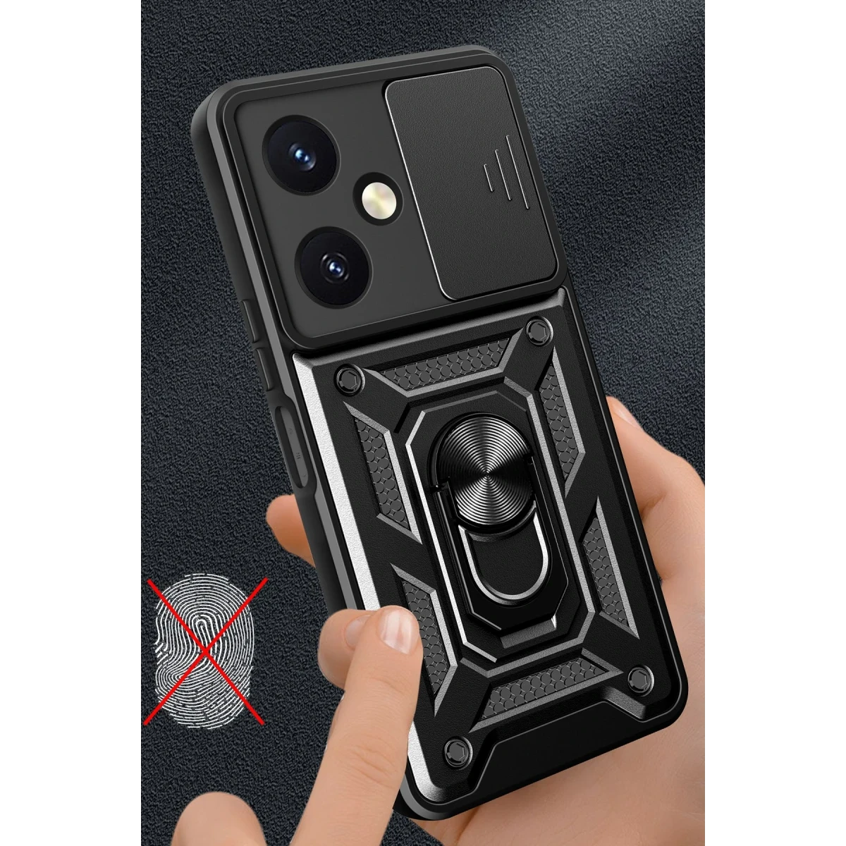 Newface Vivo Y27 Kılıf Pars Lens Yüzüklü Silikon - Siyah — görsel 6