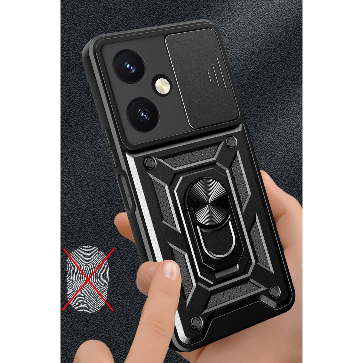 Newface Vivo Y27 Kılıf Pars Lens Yüzüklü Silikon - Siyah — görsel 10