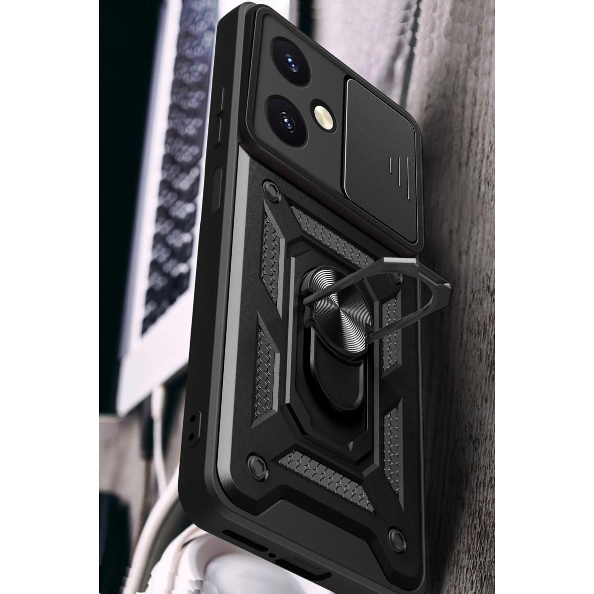 Newface Vivo Y27 Kılıf Pars Lens Yüzüklü Silikon - Siyah — görsel 11