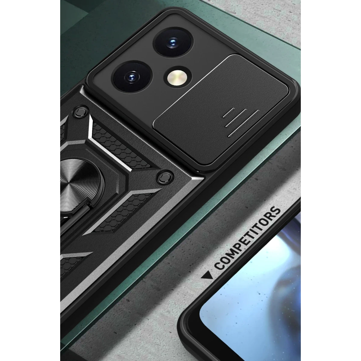 Newface Vivo Y27 Kılıf Pars Lens Yüzüklü Silikon - Siyah — görsel 8