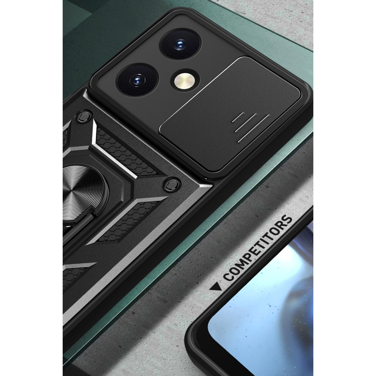 Newface Vivo Y27 Kılıf Pars Lens Yüzüklü Silikon - Siyah — görsel 12