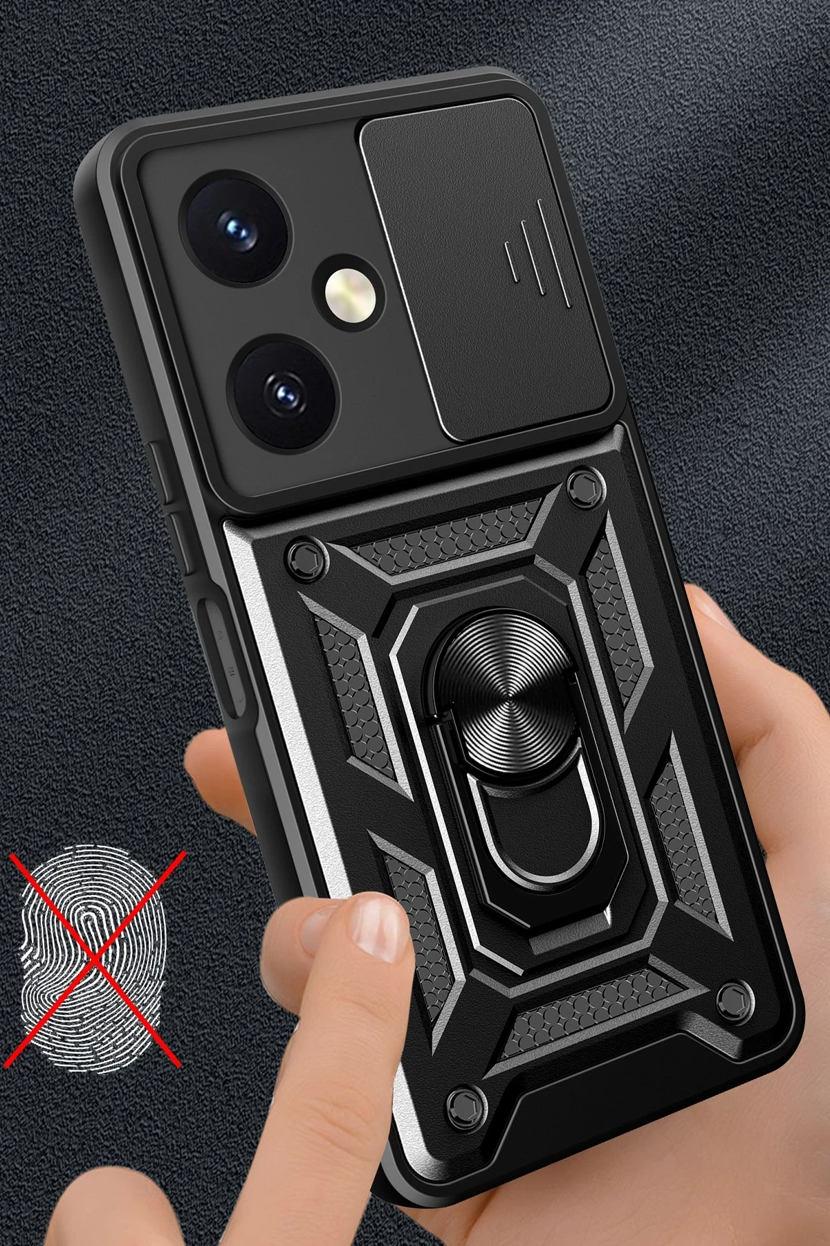 Newface Vivo Y27 Kılıf Pars Lens Yüzüklü Silikon - Kırmızı