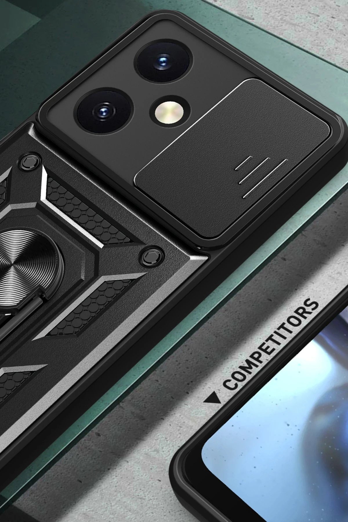 Newface Vivo Y27 Kılıf Pars Lens Yüzüklü Silikon - Lacivert