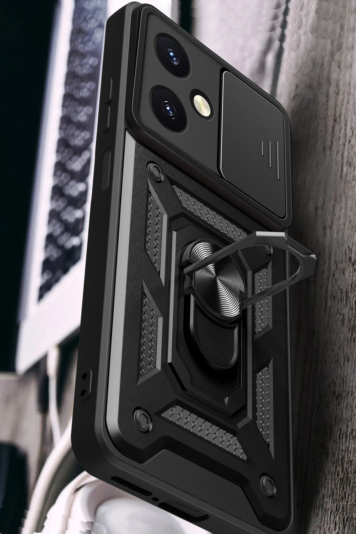 Newface Vivo Y27 Kılıf Pars Lens Yüzüklü Silikon - Yeşil