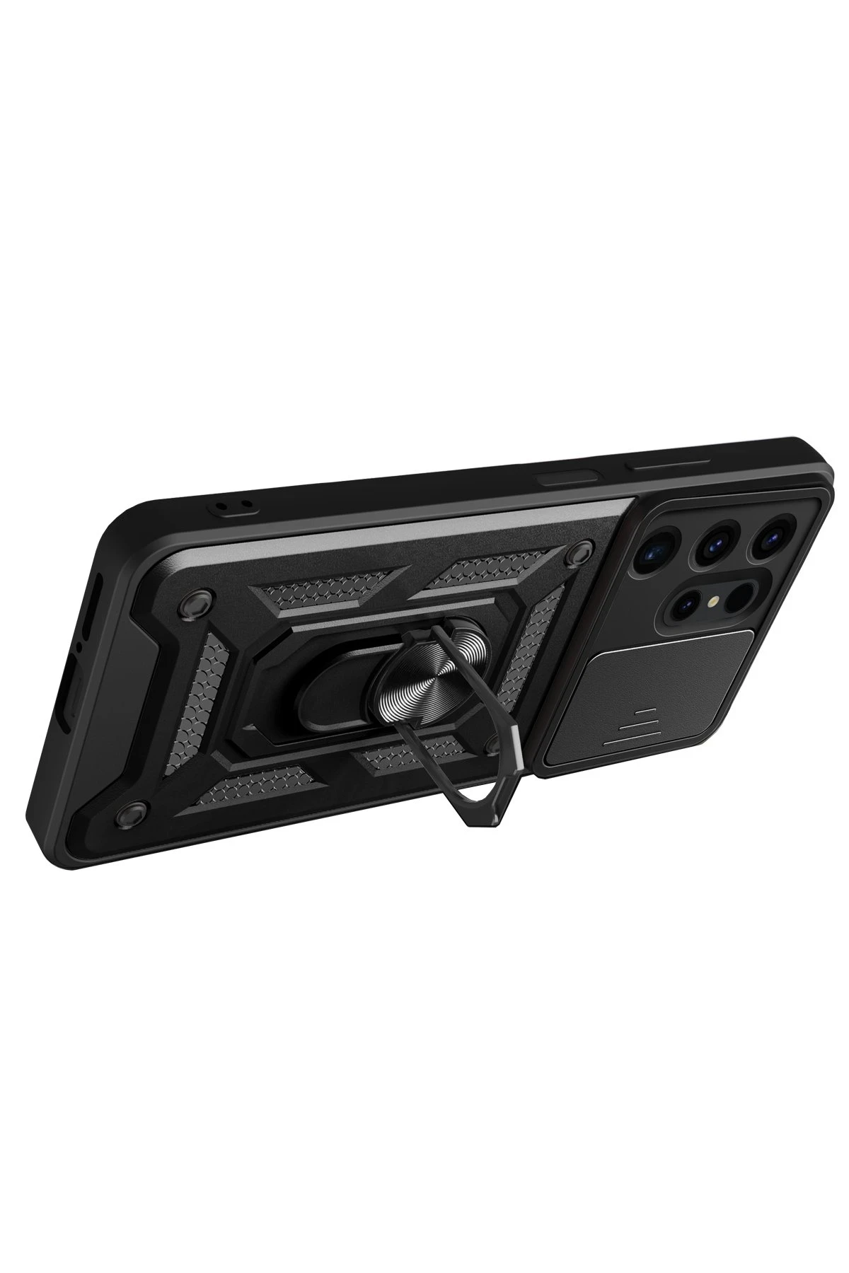 Newface Samsung Galaxy S24 Ultra Kılıf Pars Lens Yüzüklü Silikon - Siyah — görsel 3