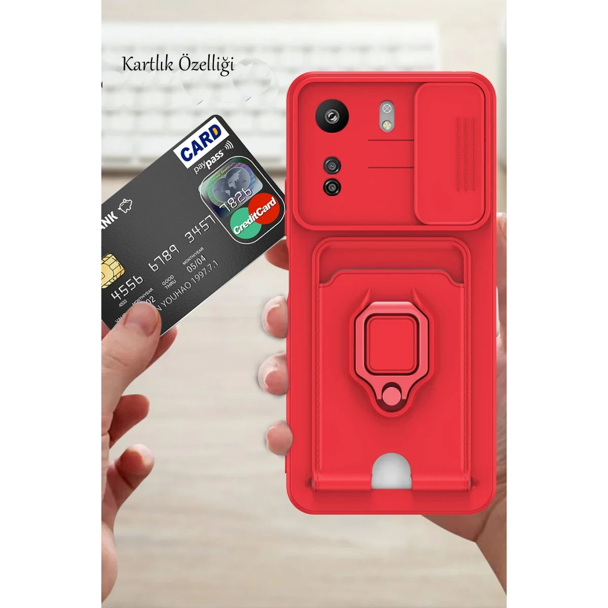 Newface Xiaomi Redmi 13C Kılıf Zuma Kartvizitli Yüzüklü Silikon - Siyah — görsel 9