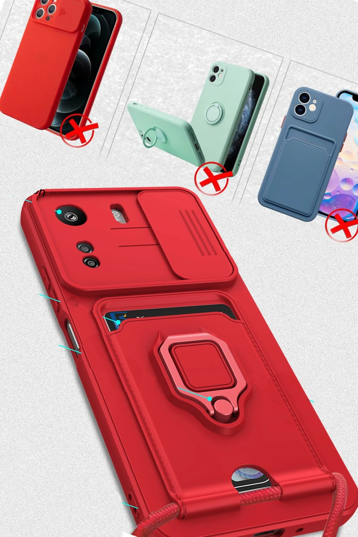 Newface Xiaomi Redmi 13C Kılıf Zuma Kartvizitli Yüzüklü Silikon - Siyah