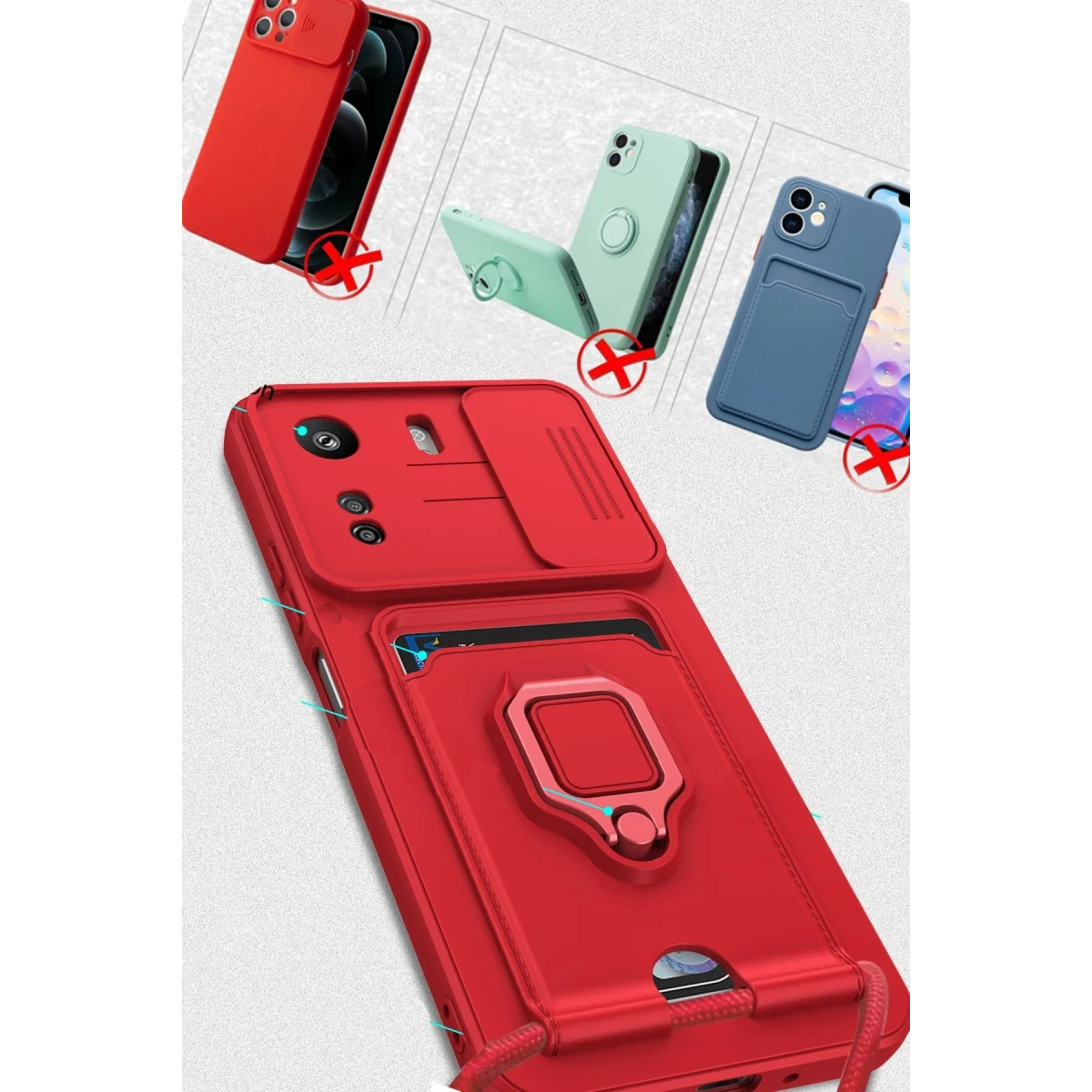 Newface Xiaomi Redmi 13C Kılıf Zuma Kartvizitli Yüzüklü Silikon - Siyah — görsel 10