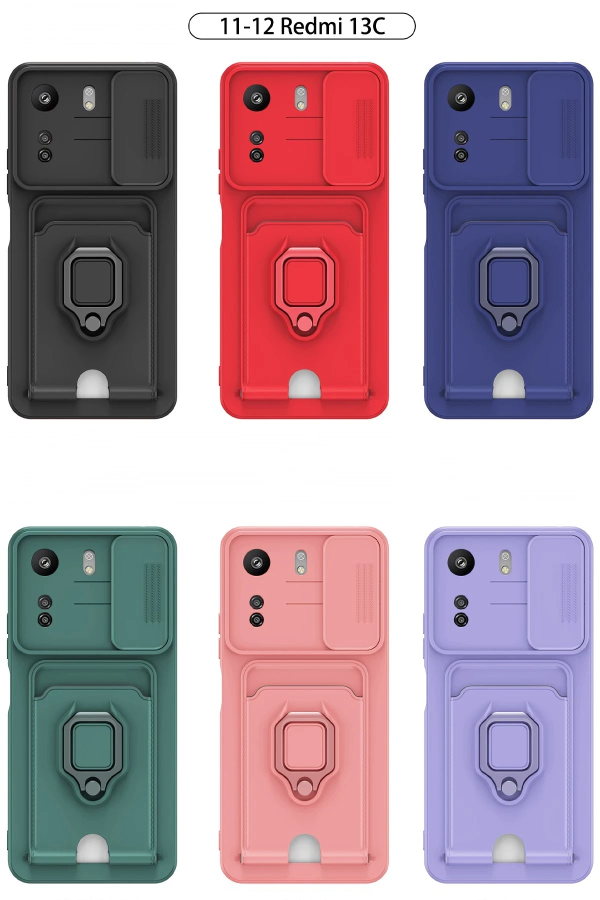 Newface Xiaomi Redmi 13C Kılıf Zuma Kartvizitli Yüzüklü Silikon - Lacivert