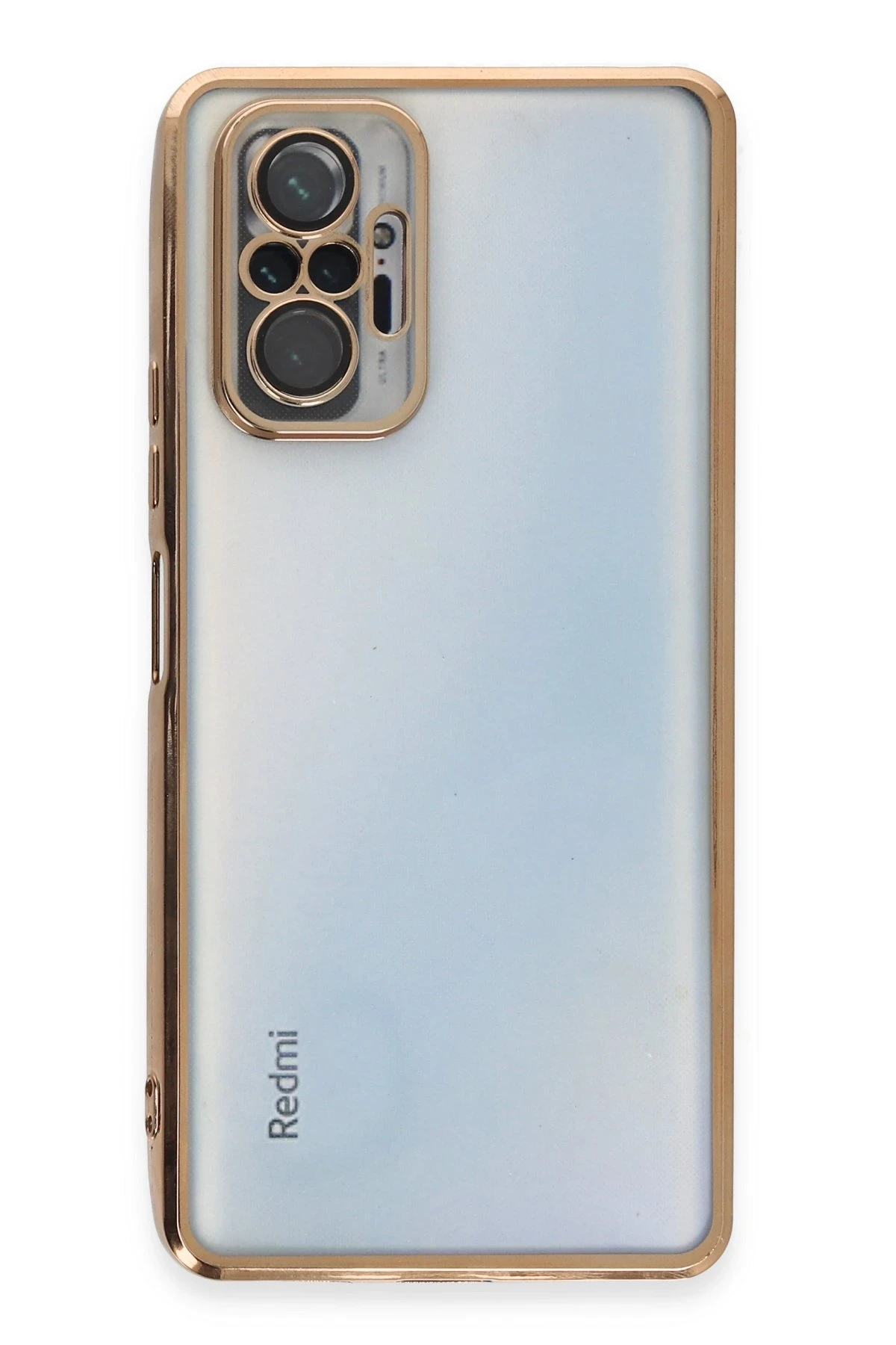 Newface Xiaomi Redmi Note 10 Pro Kılıf Razer Lensli Silikon - Gold