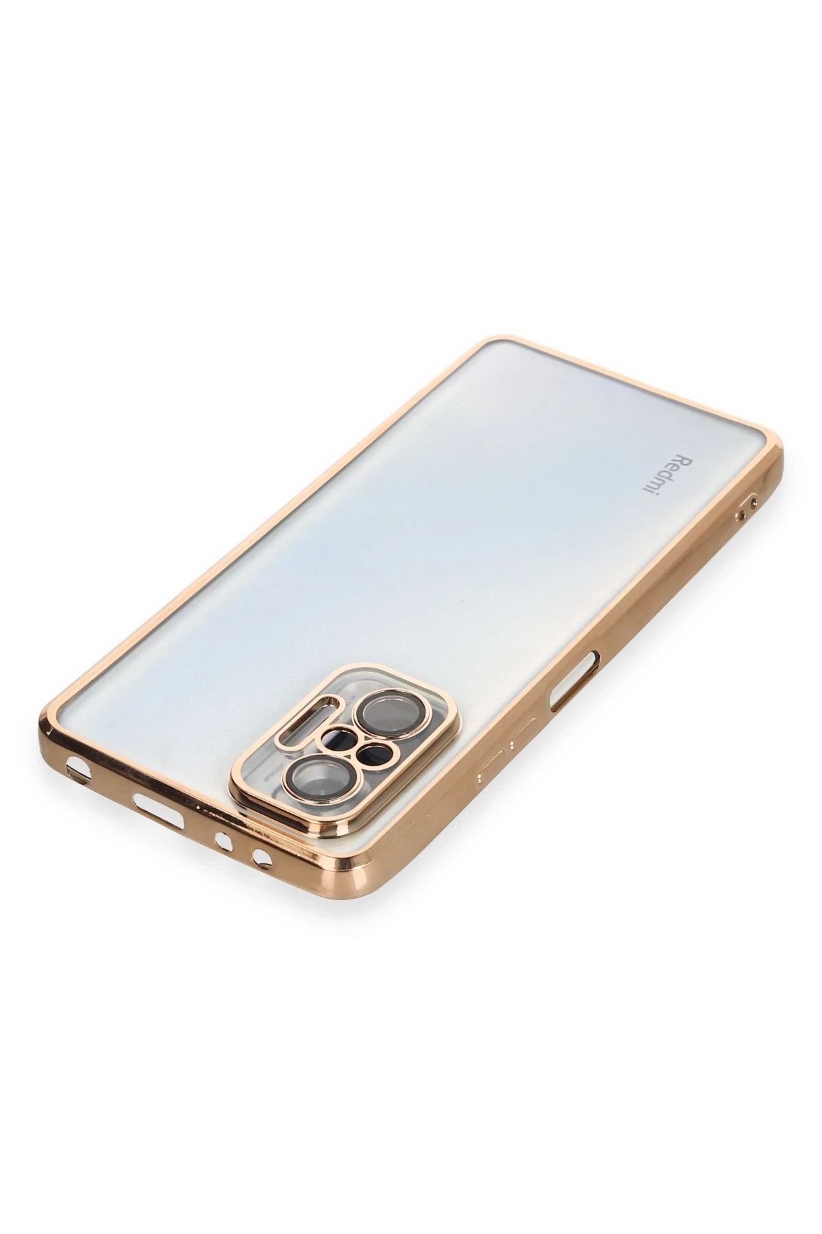Newface Xiaomi Redmi Note 10 Pro Kılıf Razer Lensli Silikon - Gold