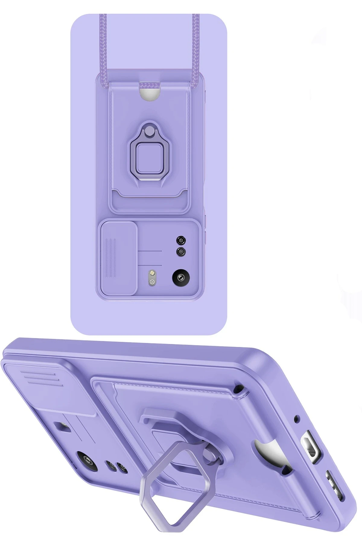 Newface Xiaomi Redmi 13C Kılıf Zuma Kartvizitli Yüzüklü Silikon - Lila