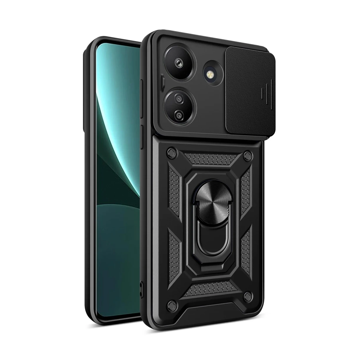 Newface Xiaomi Redmi 13C Kılıf Pars Lens Yüzüklü Silikon - Siyah — görsel 5